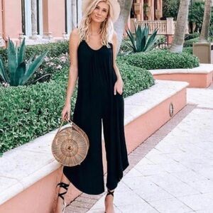 Evereve | Z Supply NWT Black Flared Gauze Jumpsuit Size Large